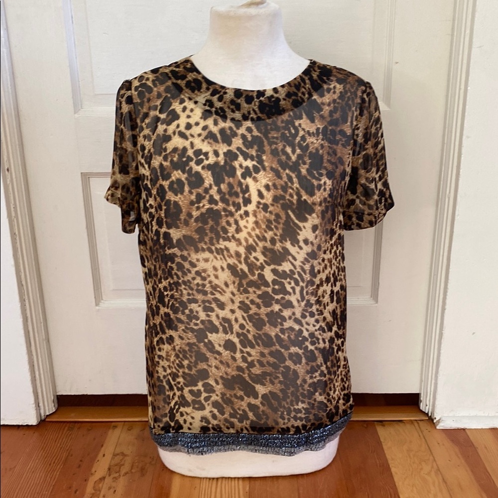Kut from the Kloth Sheer‎ Leopard Print Top Small